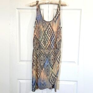 Tart Tank Dress Faux Wrap Aztec Overlay Small Summer Party Geometric Knee-length